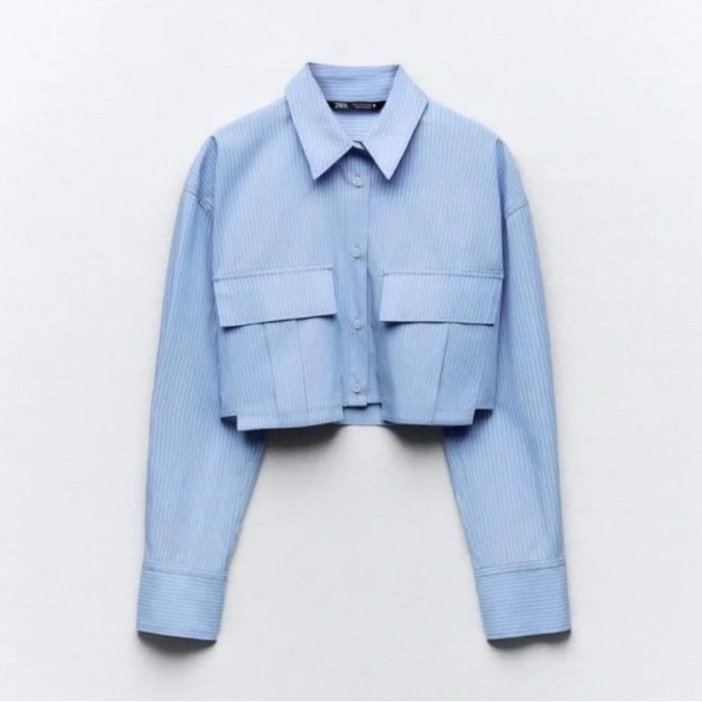 Zara Cropped GABADRINE Shirt